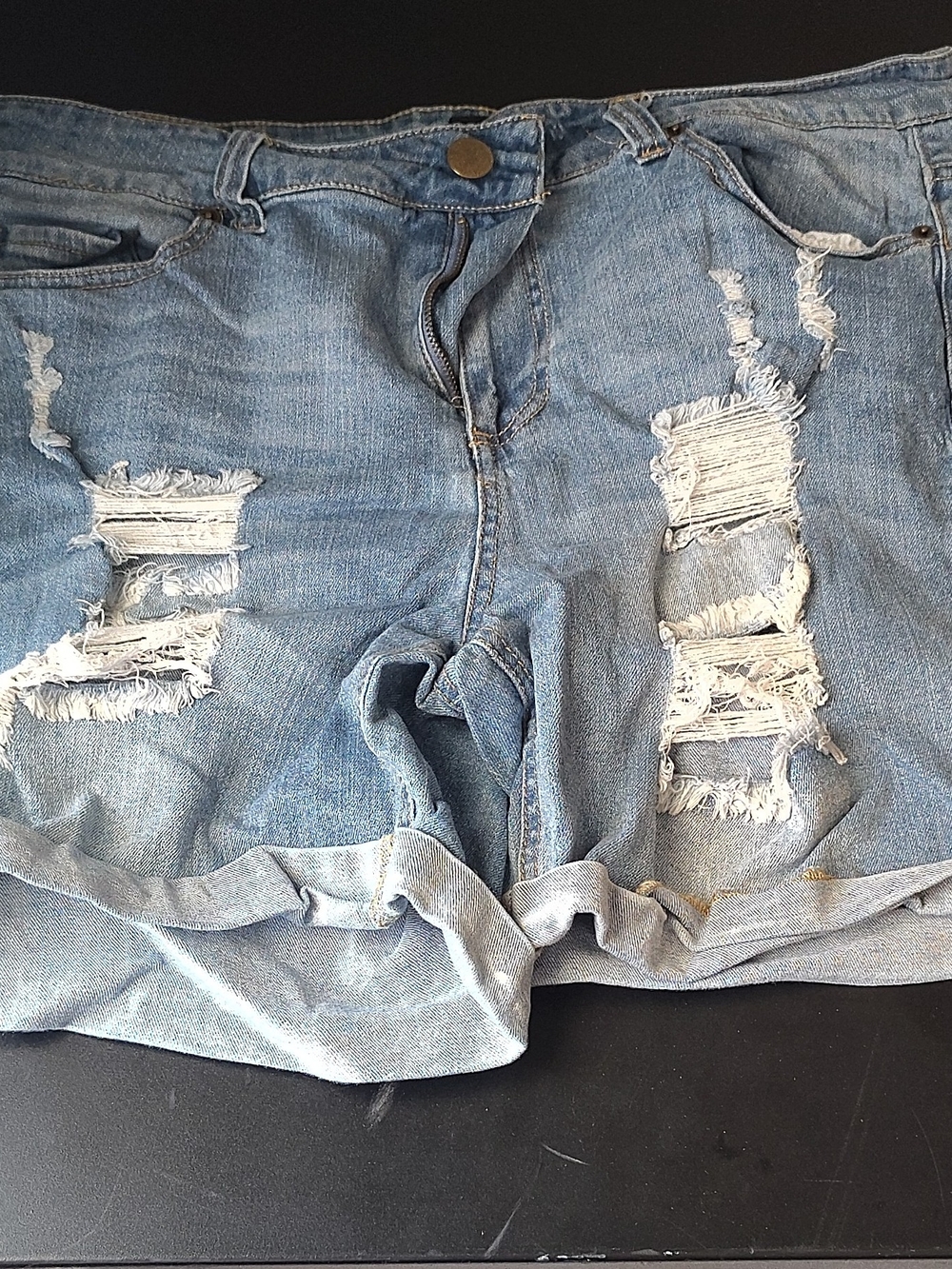 Forever 21 Light Blue Distressed Denim Cutoff Shorts